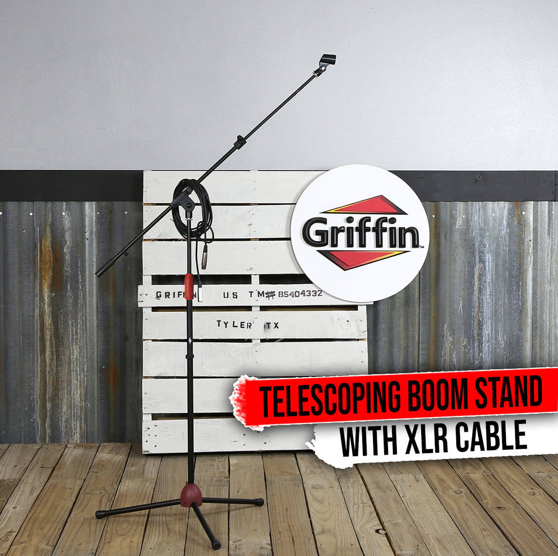 Microphone Stand with Telescoping Boom, XLR Cable and Mic Clip Package by GRIFFIN - Premium Tripod by GeekStands.com