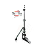 2 Leg Hi-Hat Stand by GRIFFIN - Premium Heavy Duty Hihat Cymbal Foot Pedal with Drum Key - Folding Two Leg Style Converts to a No Leg High Hat Mount by GeekStands.com