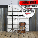 Cymbal Boom Stand & Straight Cymbal Stand Combo (Pack of 2) by GRIFFIN - Percussion Drum Hardware by GeekStands.com