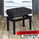 GRIFFIN Premium Antique Piano Bench - Adjustable Black Solid Wood Frame & PU Leather Padded Cushion by GeekStands.com