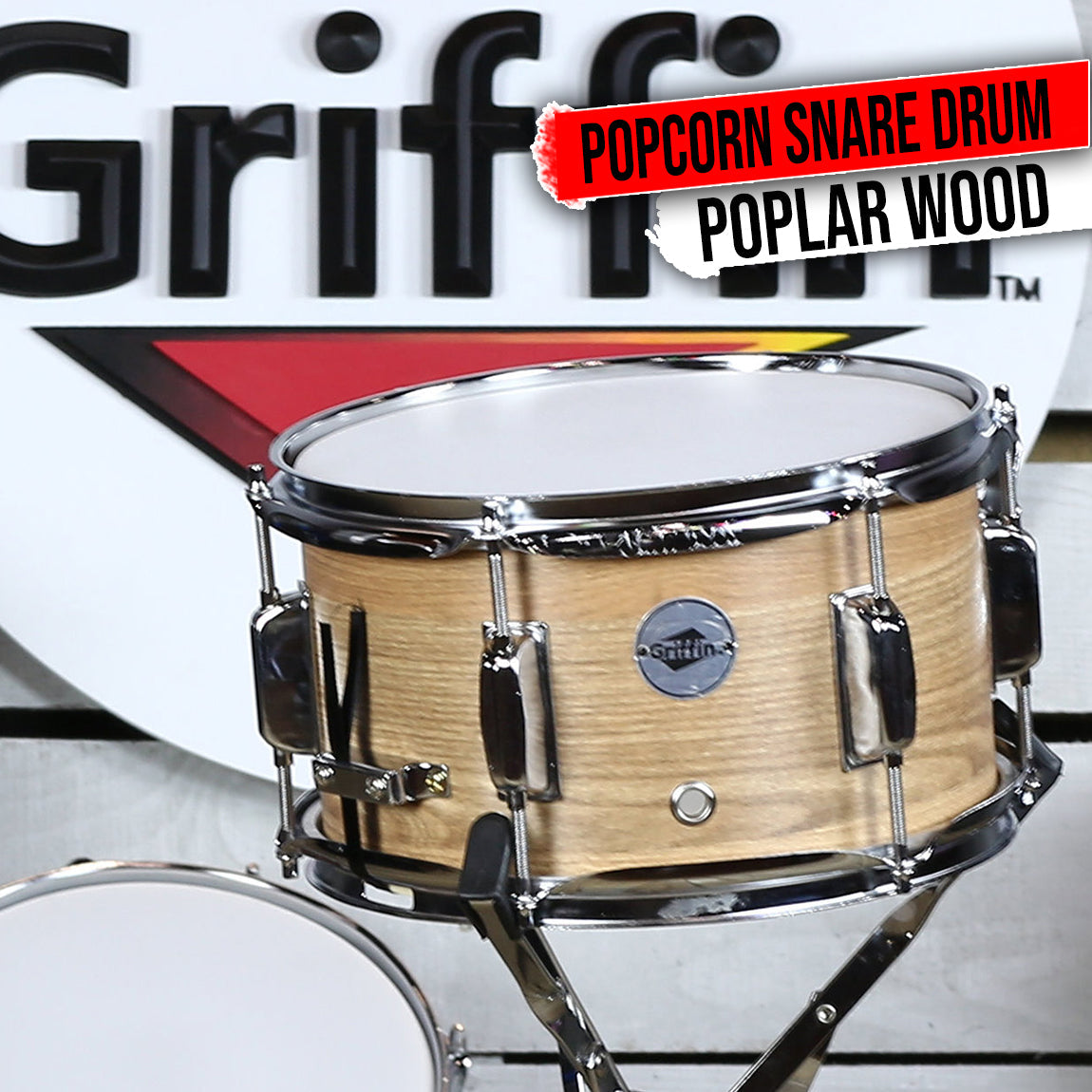 Popcorn Soprano Snare Drum by GRIFFIN - Acoustic Firecracker 10"x6" Poplar Wood Shell with Oakwood by GeekStands.com