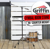 GRIFFIN Cymbal Boom Stand - Double Braced Drum Percussion Gear Hardware Set - Adjustable Height by GeekStands.com