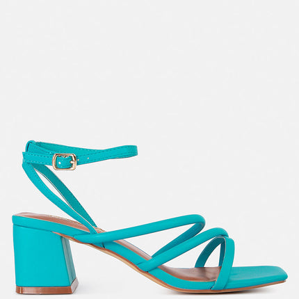 right pose faux leather block heel sandals by London Rag