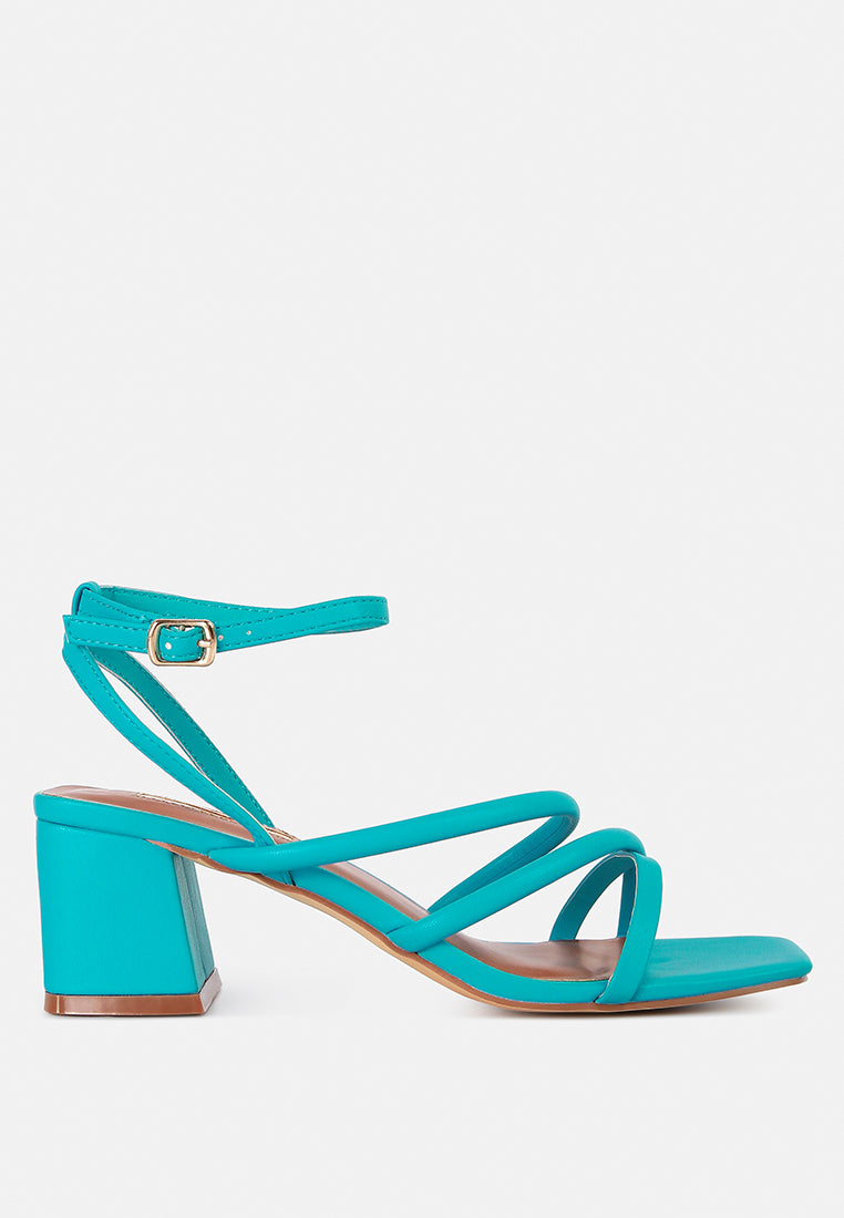 right pose faux leather block heel sandals by London Rag