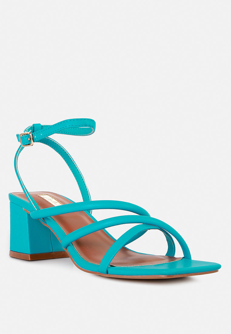 right pose faux leather block heel sandals by London Rag