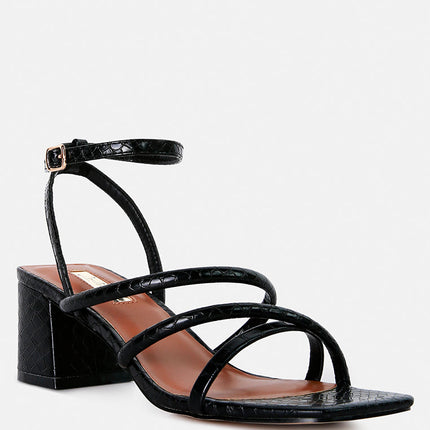 right pose faux leather block heel sandals by London Rag