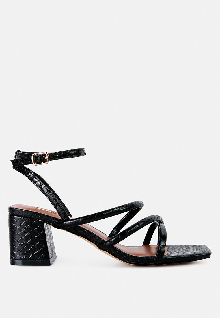 right pose faux leather block heel sandals by London Rag