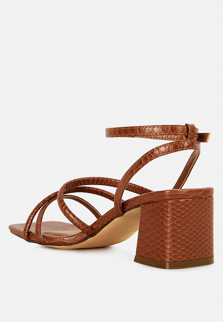 right pose faux leather block heel sandals by London Rag