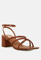 right pose faux leather block heel sandals by London Rag