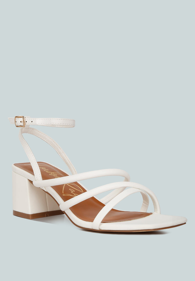 right pose faux leather block heel sandals by London Rag