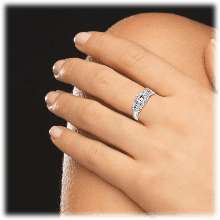 White Gold with Three Stone Cubic Zirconia Ring for Women by Hollywood Sensation®