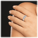 White Gold with Three Stone Cubic Zirconia Ring for Women by Hollywood Sensation®