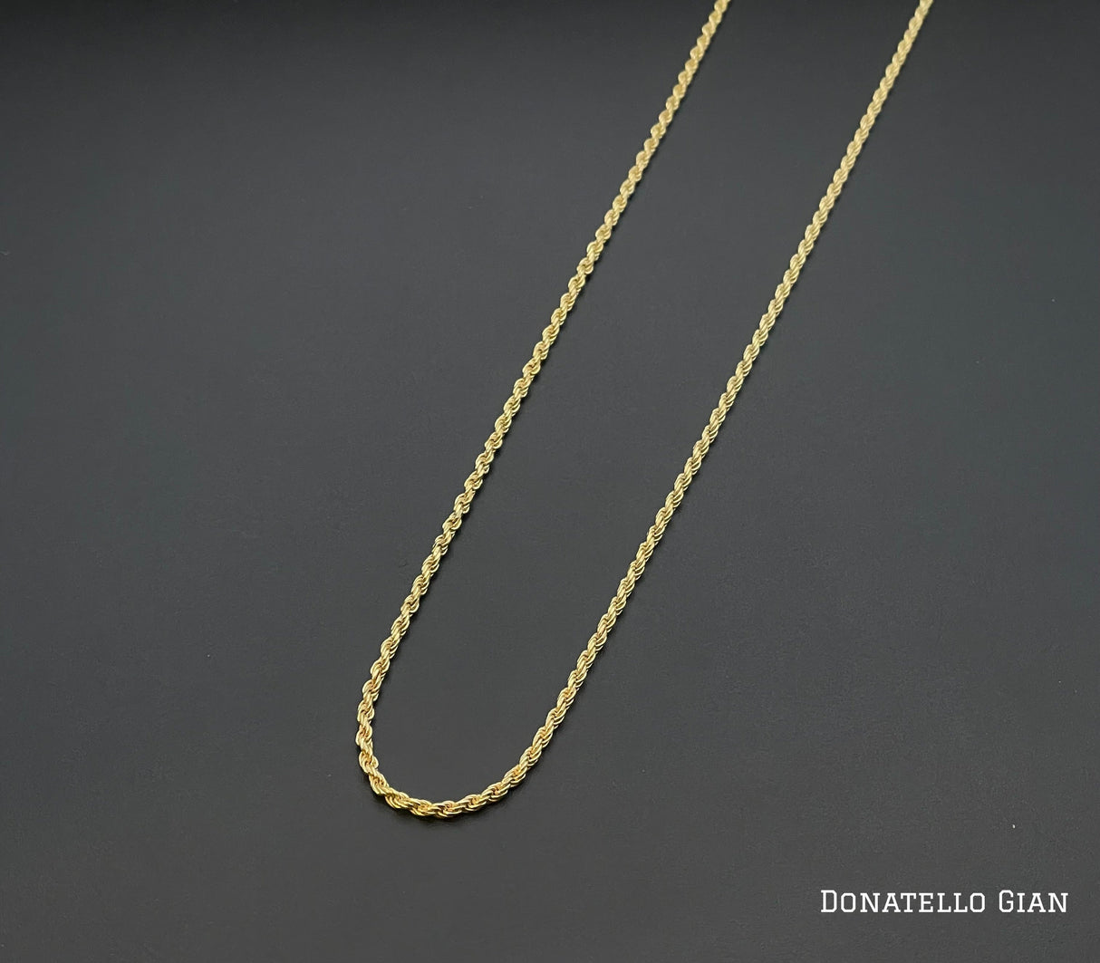 Sterling Silver 925 Diamond Cut Rope Chain 1.5MM, 16"-24", Braided Twisted Link Chain Necklace, 14K Gold Plated Italian Made Sterling Silver 925 Unisex Chain by Donatello Gian