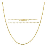 Italian Solid Sterling Silver Yellow Gold Diamond Cut Rope Chain 16-18-20-22-24 Inch by Donatello Gian