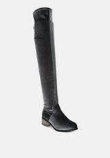 rumple velvet over the knee clear heel boots by London Rag