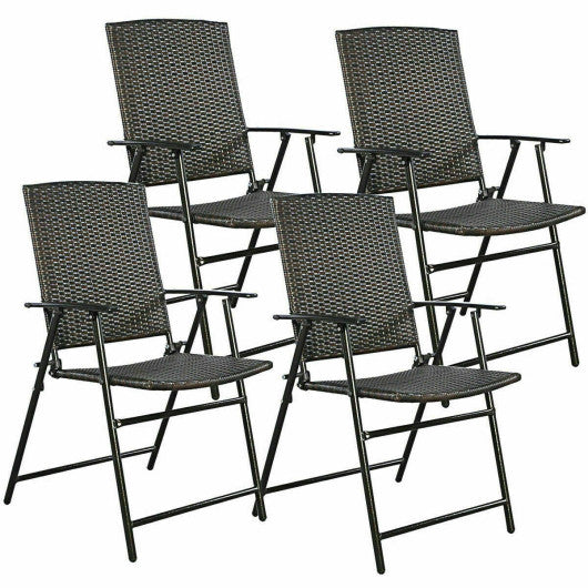 Set of 4 Rattan Folding Chairs