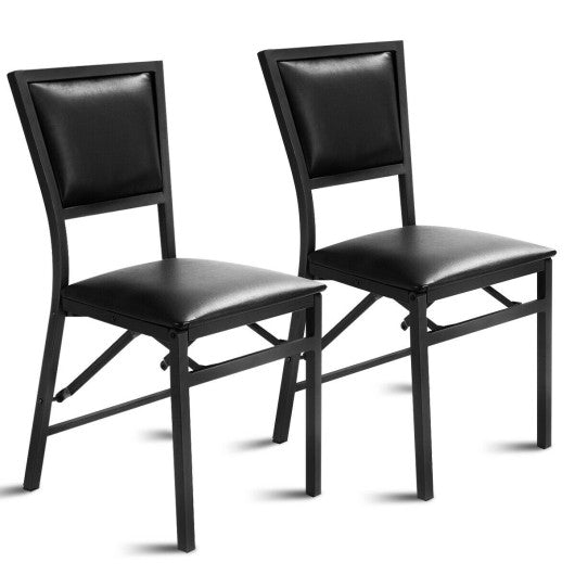 Set of 2 Metal Folding Dining Chair with Space Saving Design