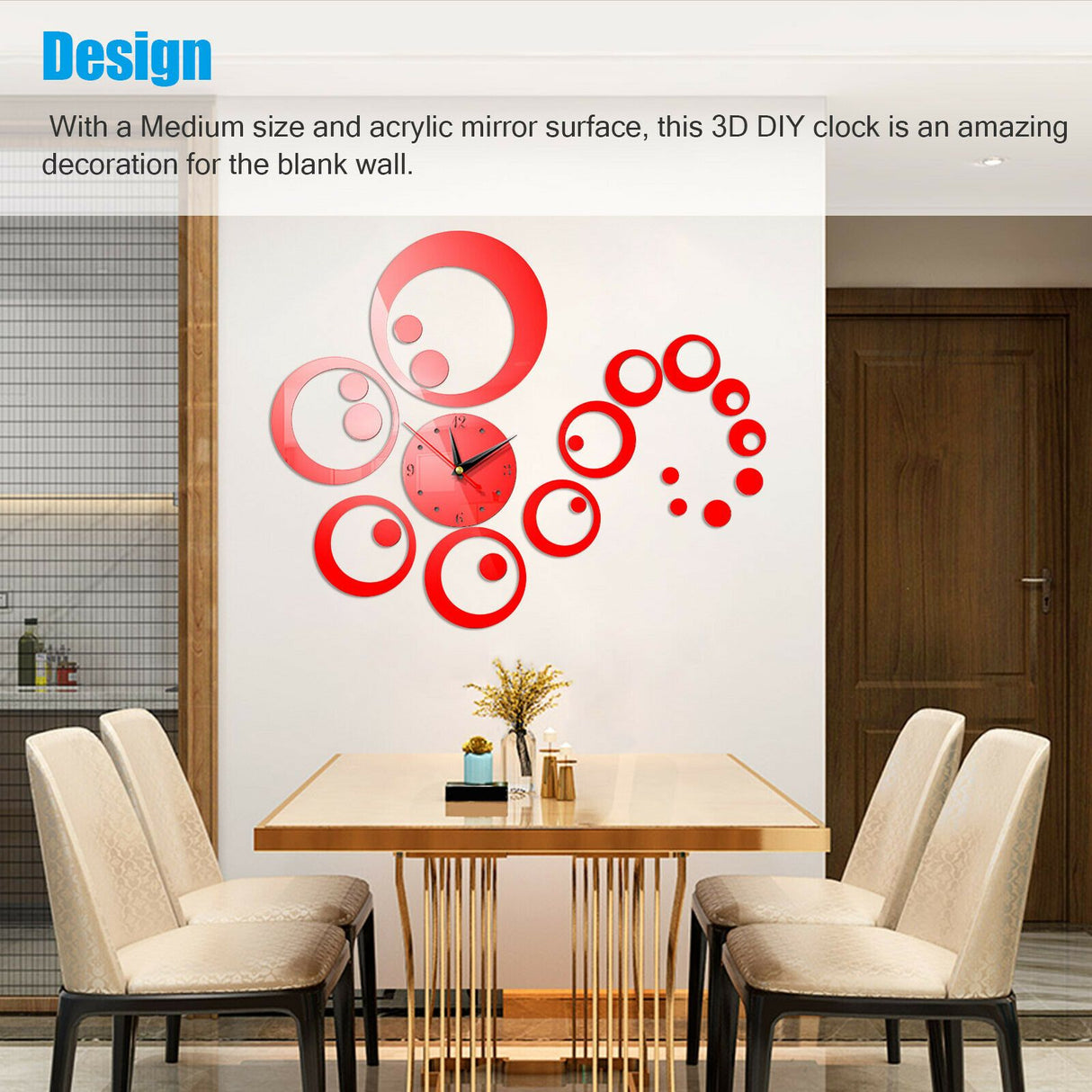 3D DIY  Home Modern Large Wall Clock Sticker Home Room Decor Art Decor  22- Silver _mkpt44 by Js House