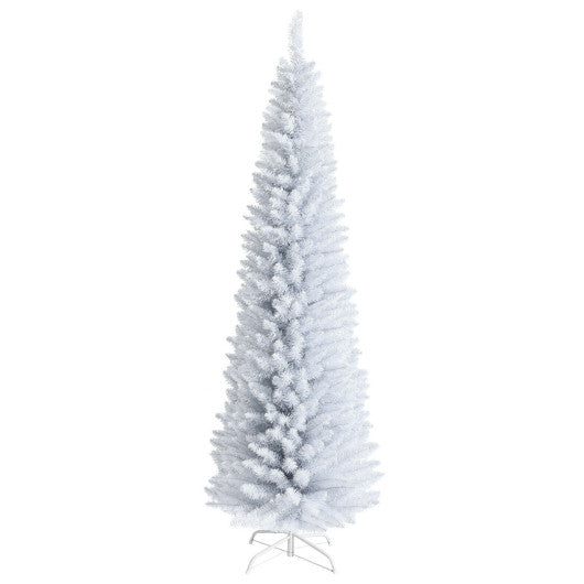 7 Feet Unlit Artificial Slim Christmas Pencil Tree with Metal Stand-7 ft