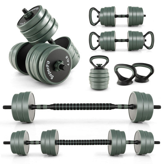 4 in 1 Adjustable Free Weight Dumbbell Set-Black & Gray