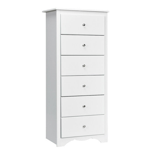 6 Drawers Chest Dresser Clothes Storage Bedroom Furniture Cabinet-White