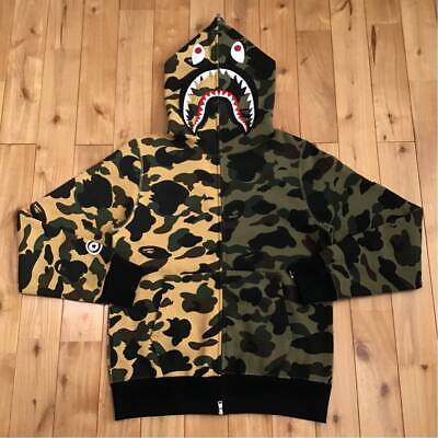 BAPE 1st Camo Half Shark Full Zip Hoodie Green Yellow by Phantom Marketplace