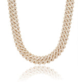 S925 Baguette Moissanite Diamond Cuban Link Chain in 14K Gold - 16mm by Bling Proud | Urban Jewelry Online Store