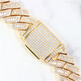 S925 Baguette Moissanite Diamond Cuban Link Chain in 14K Gold - 16mm by Bling Proud | Urban Jewelry Online Store