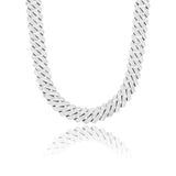 S925 Baguette Moissanite Diamond Cuban Link Chain in White Gold - 16mm by Bling Proud | Urban Jewelry Online Store