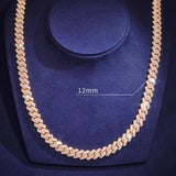 S925 Moissanite Diamond Prong Cuban Link Chain in 14K Gold - 12mm by Bling Proud | Urban Jewelry Online Store