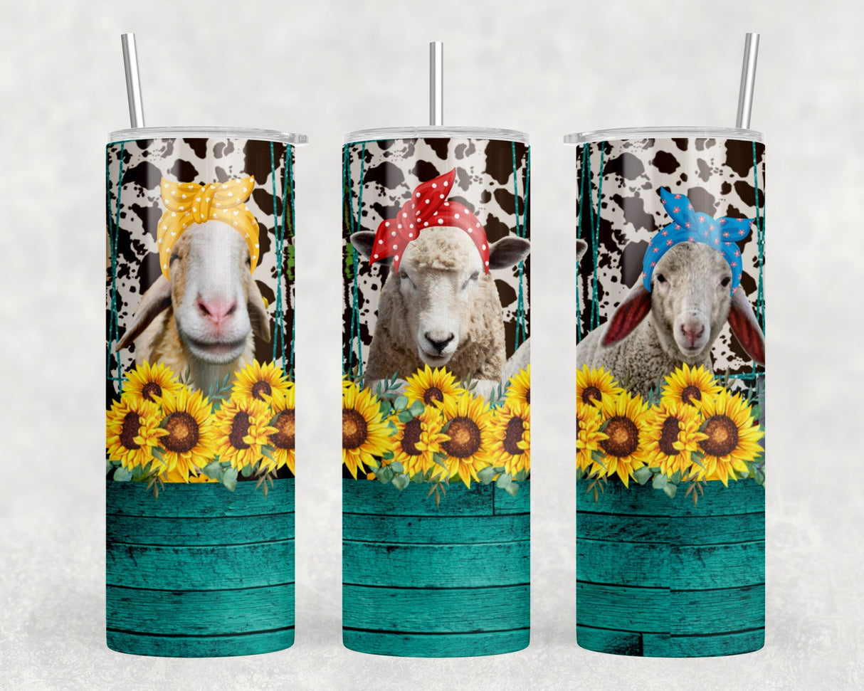 Sassy Sheep - 20 oz Steel Skinny Tumbler - Optional Blue Tooth Speaker - Speaker Color will Vary by Rowdy Ridge Co