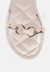 scoth clear buckled quilted slides by London Rag