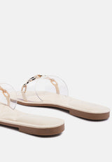 scoth clear buckled quilted slides by London Rag