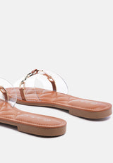 scoth clear buckled quilted slides by London Rag