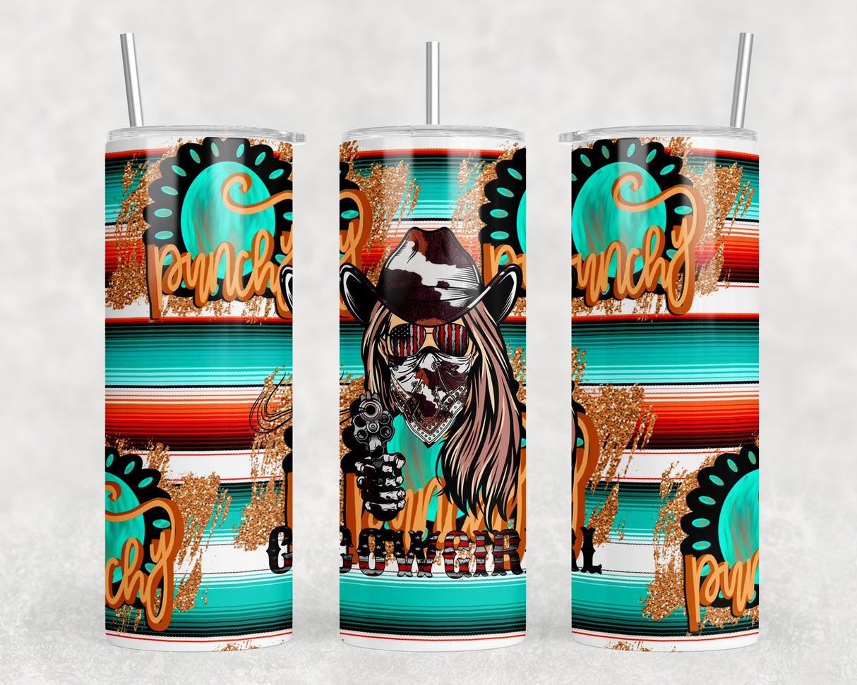 Serape Cowgirl - 20 oz Steel Skinny Tumbler - Optional Blue Tooth Speaker - Speaker Color will Vary by Rowdy Ridge Co