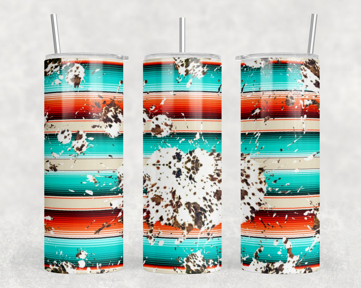 Serape faux cowhide|Skinny Tumbler|Optional Bluetooth Speaker| Speaker Color Varies by Rowdy Ridge Co