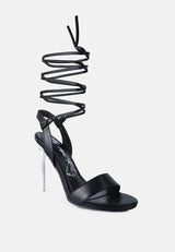 sheeny clear stiletto lace up heels by London Rag