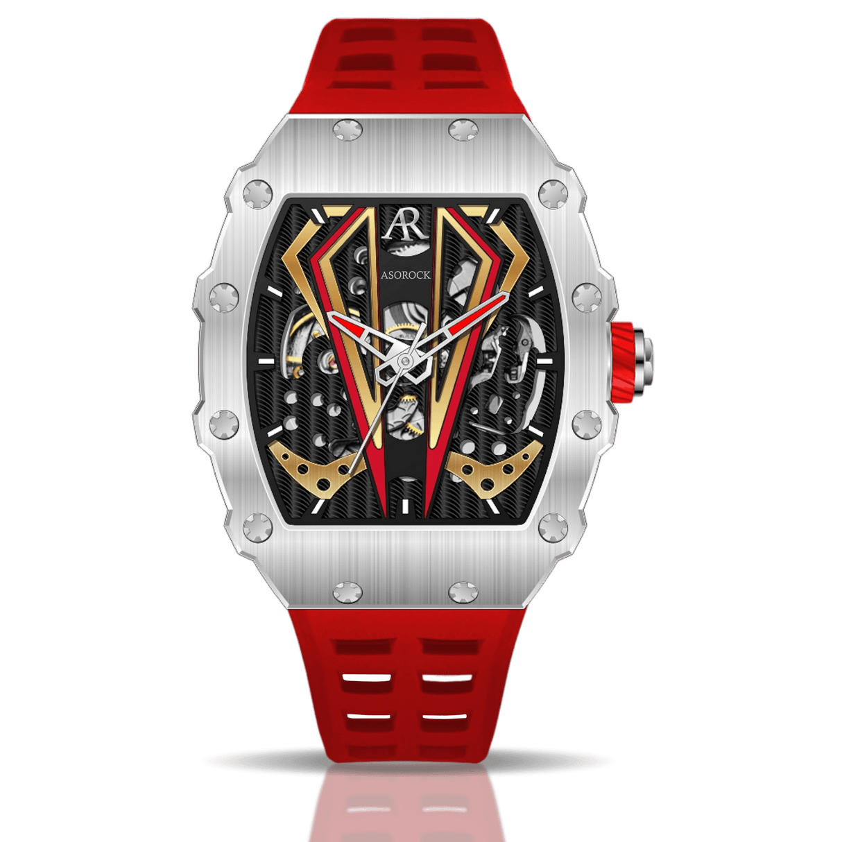 Silver/red Motorsport V2 automatic by ASOROCK WATCHES