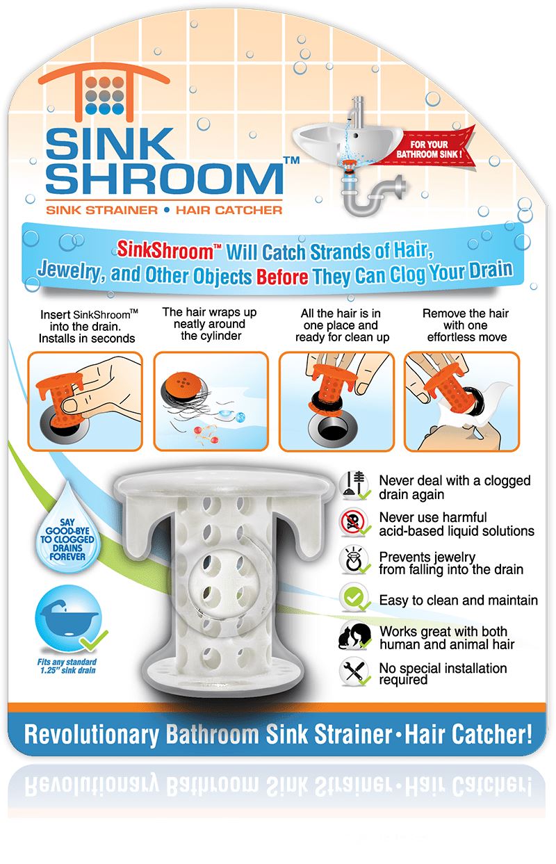 SinkShroom® (White) The Hair Catcher That Prevents Clogged Bathroom Sink Drains by TubShroom.com