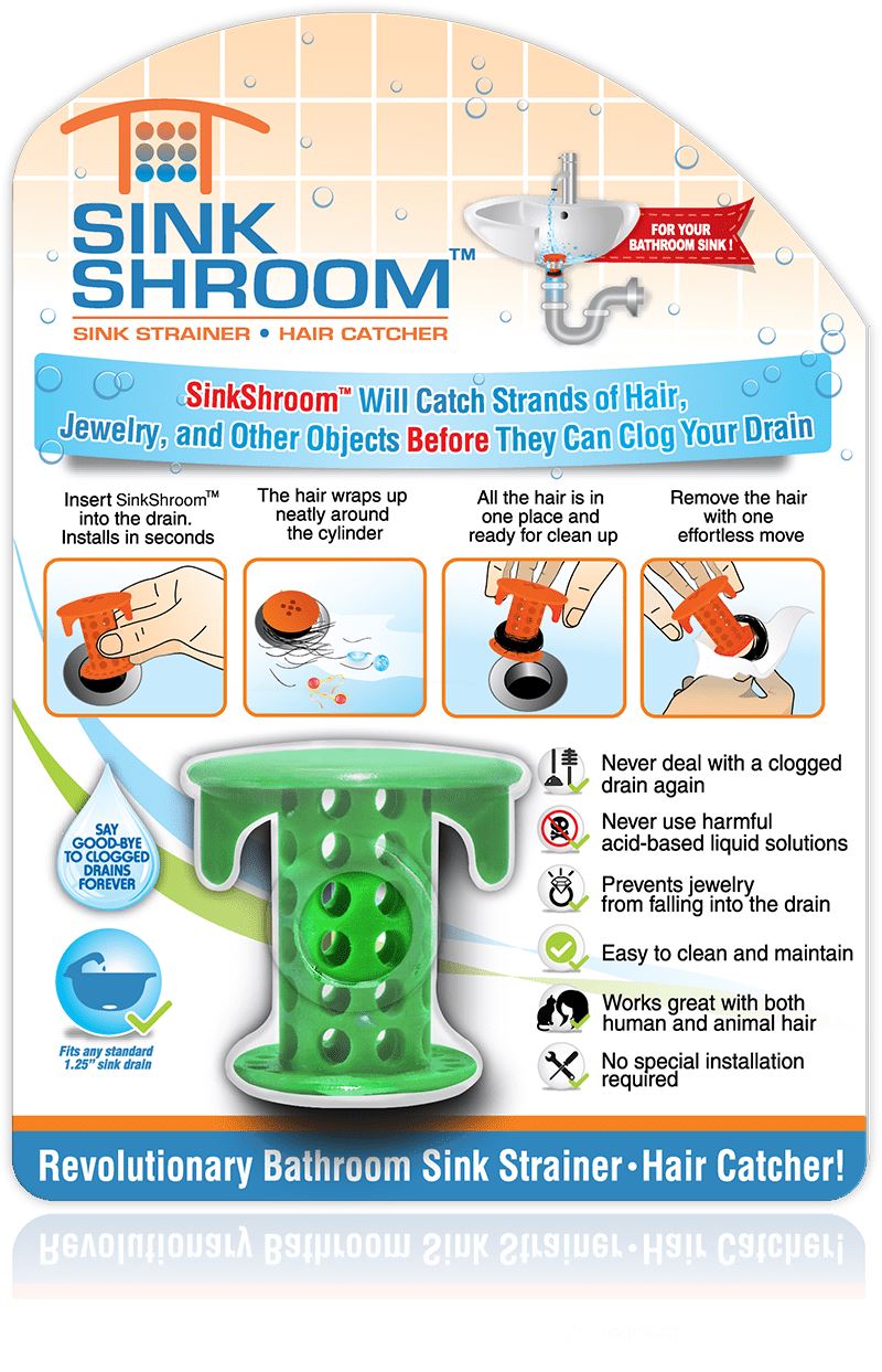 SinkShroom® (Green) The Hair Catcher That Prevents Clogged Bathroom Sink Drains by TubShroom.com