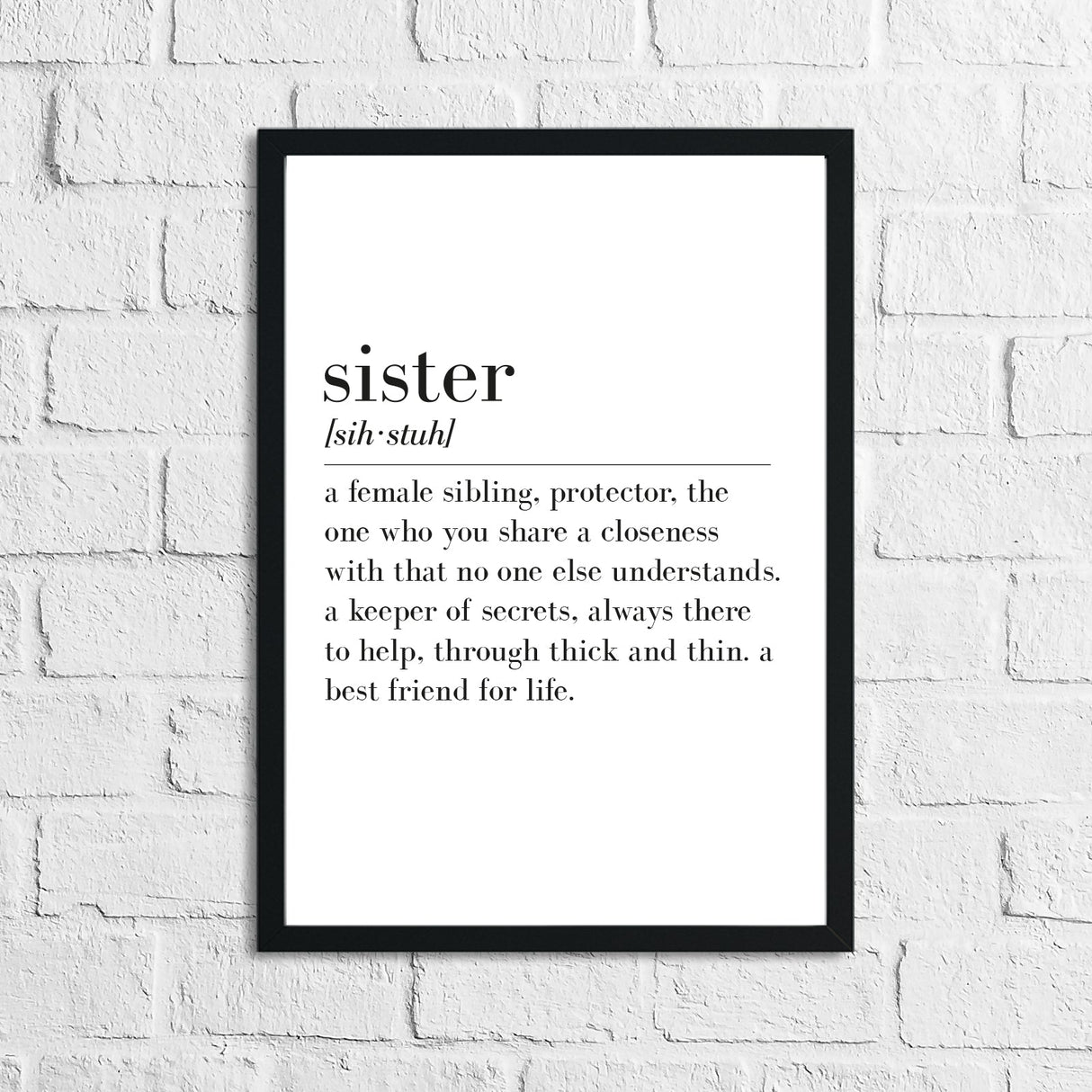 Sister Definition Home Simple Room Wall Decor Print by WinsterCreations™ Official Store