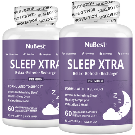 Sleep Xtra, Natural Non-Habit Forming Sleep Aid for Teens & Adults, 60 Vegan Capsules by NuBest Nutrition®