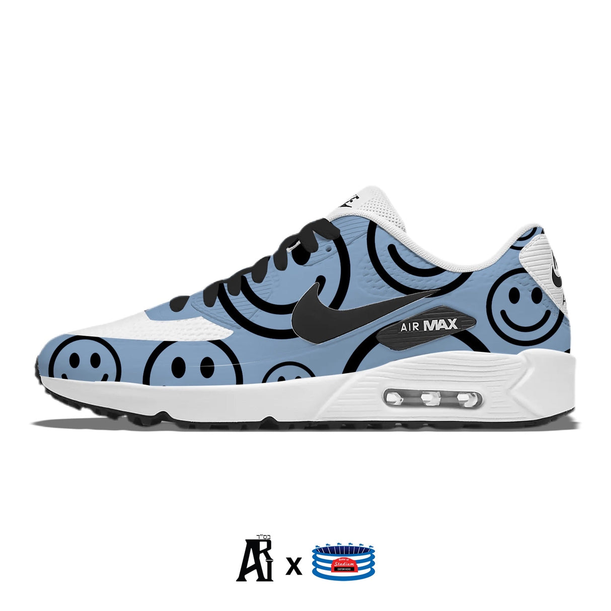 "Smiles" Nike Air Max 90 G Golf Shoes by Stadium Custom Kicks