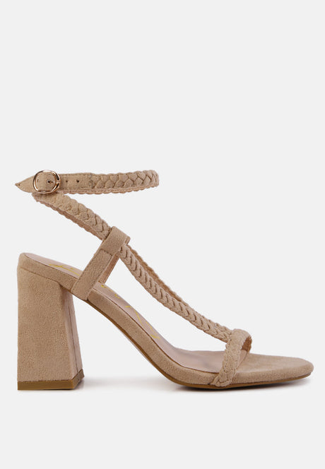 smoosh braided block heel sandals by London Rag