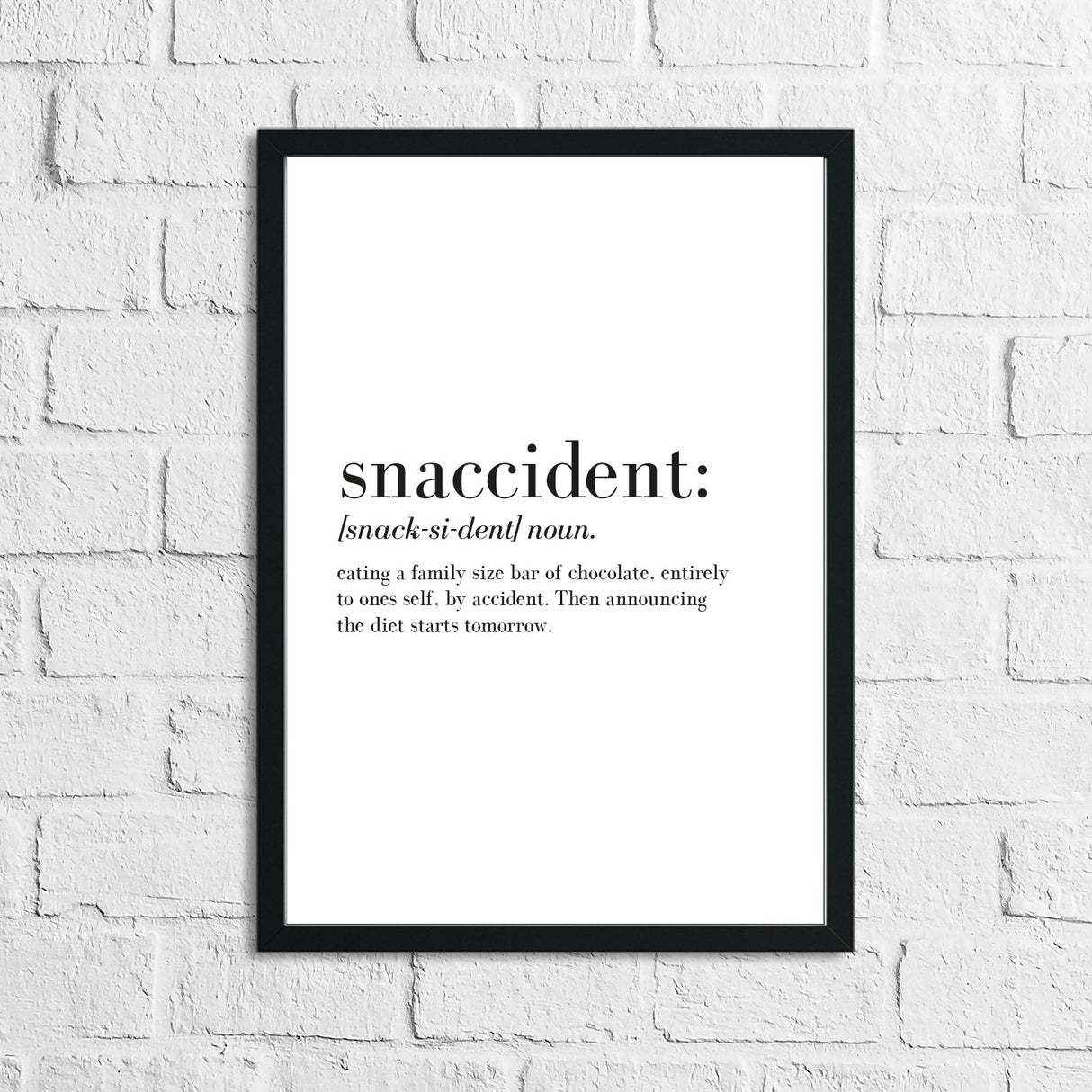 Snaccident Definition Kitchen Funny Simple Wall Decor Print by WinsterCreations™ Official Store