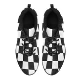 Sneakers for Women, Black and White Plaid Checker Print - Running Shoes by inQue.Style