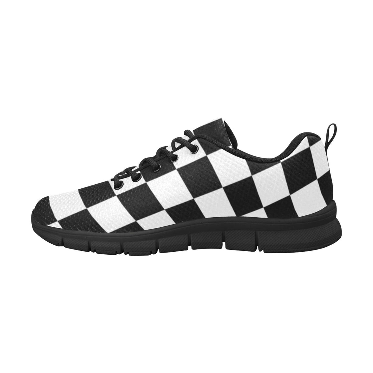 Sneakers for Women, Black and White Plaid Checker Print - Running Shoes by inQue.Style