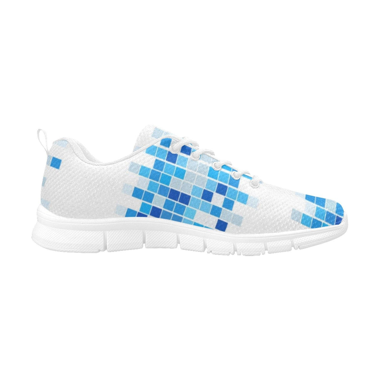 Sneakers for Women, Blue and White Mosaic Print - Running Shoes by inQue.Style