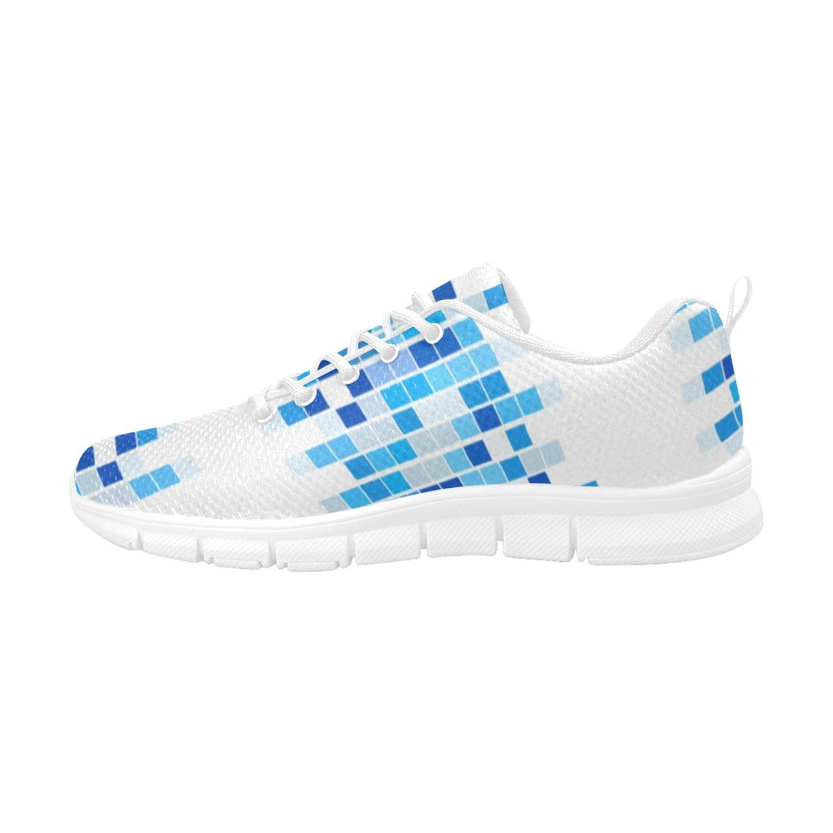 Sneakers for Women, Blue and White Mosaic Print - Running Shoes by inQue.Style