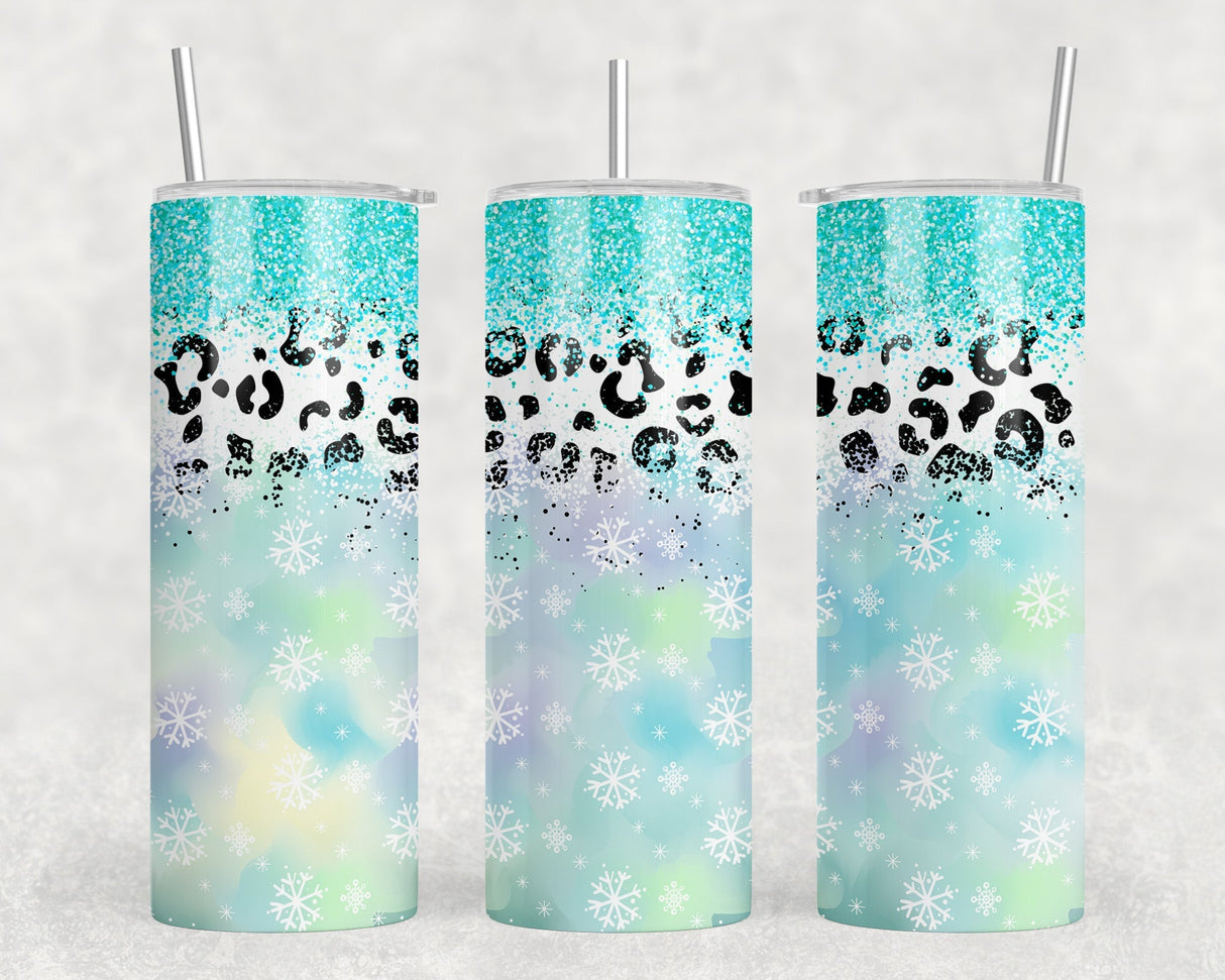 Snow Flakes - 20 oz Steel Skinny Tumbler - Optional Blue Tooth Speaker - Speaker Color will Vary by Rowdy Ridge Co